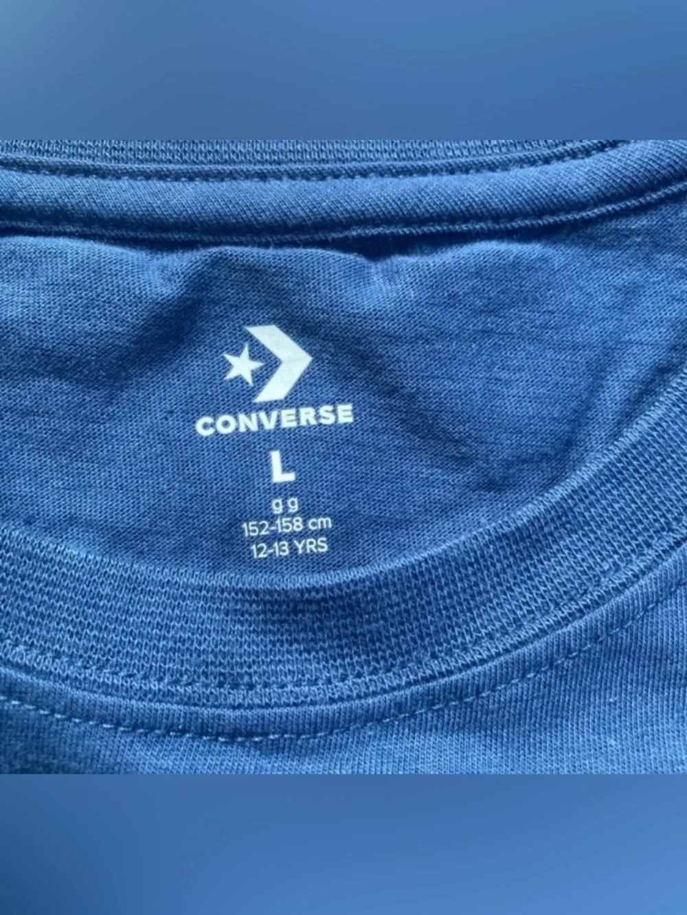 Converse Navy Graphic Tee with Blue & Green Logo Boys Size Large New
